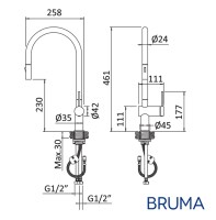 MEDIDAS MONOMANDO COCINA GINGER BRUMA
